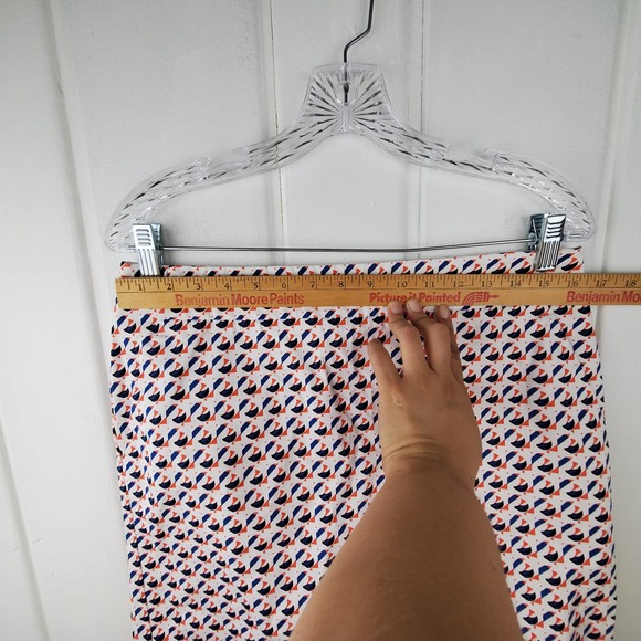 Ann Taylor Madison Womens 8 Orange Navy Blue White Geometric Pencil Skirt - Picture 11 of 11